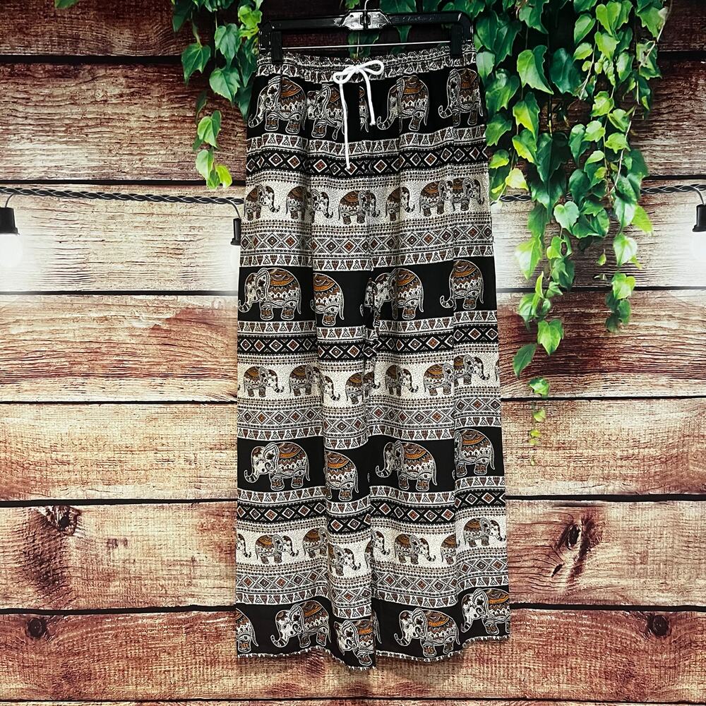 Paisley Boho Elephant Pants Wide Leg Tribal Festival Concert Women XL 100% Rayon - Picture 1 of 5